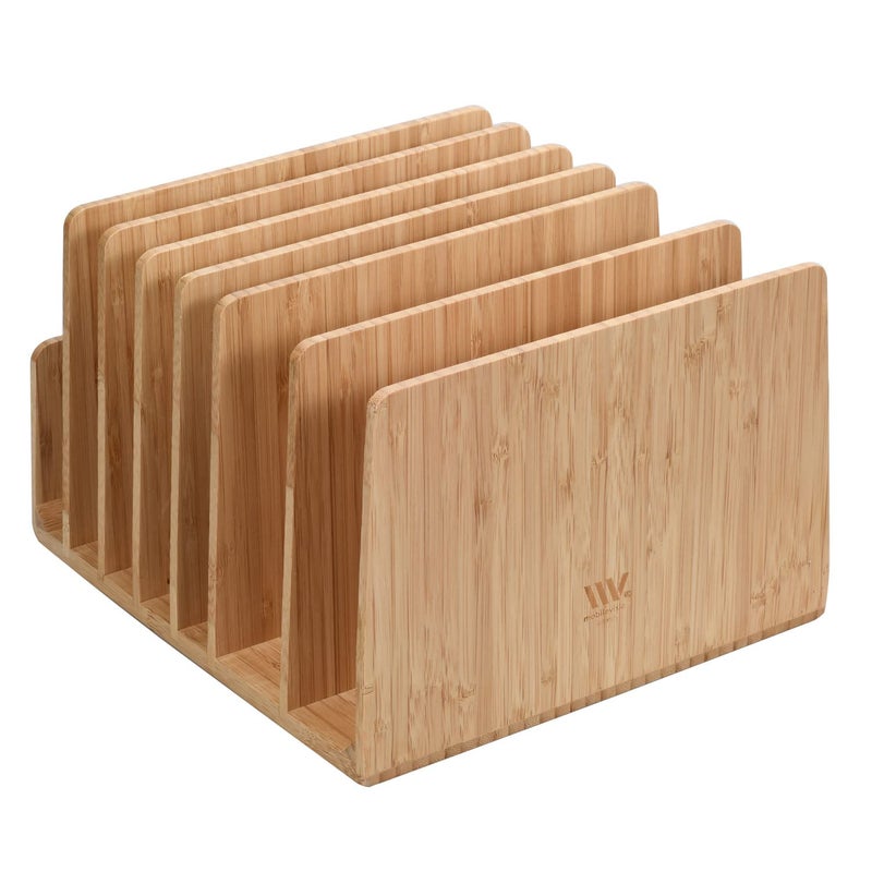 MobileVision Bamboo Device Organizer for Smartphones, Tablets and Laptops, 7 Slots With Extra Wide Slots for Laptops - Image 3